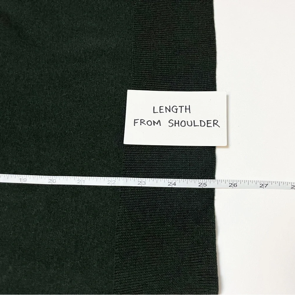 Theory Tie Neck Sweater Large mock button cutout lightweight green silk cashmere - Picture 8 of 10